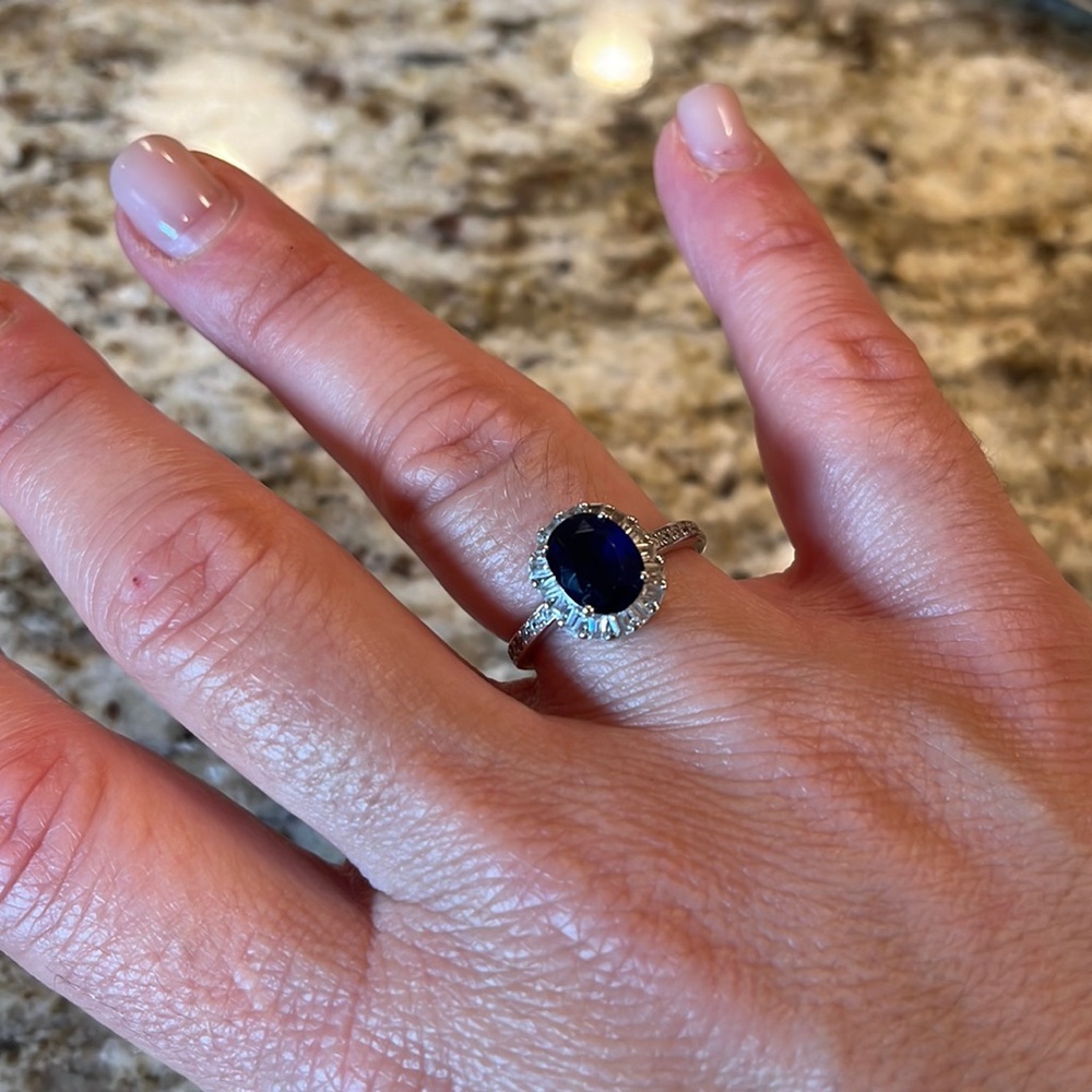 Sapphire and cz halo ring